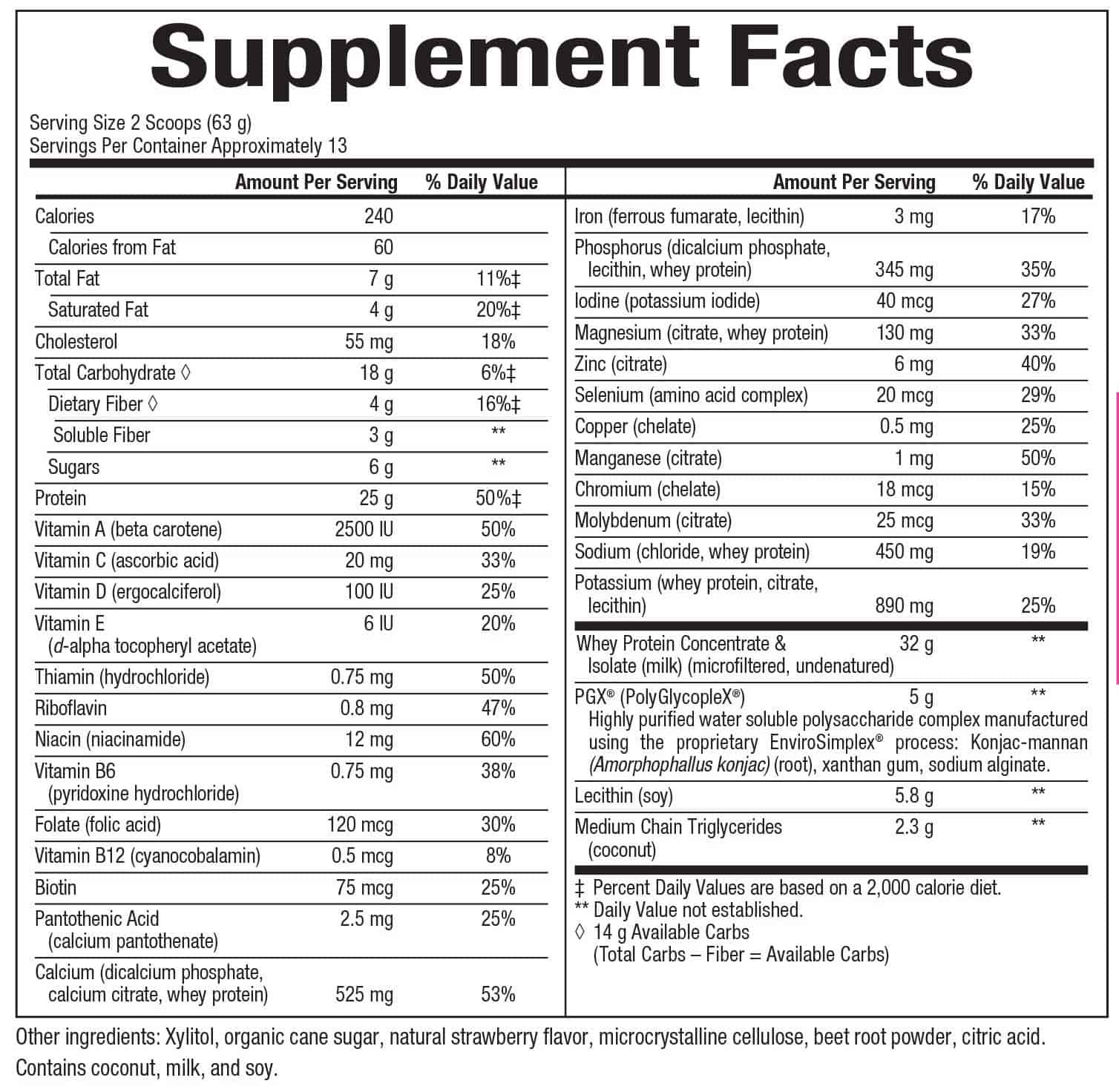 SlimStlyles PGX Weight loss drink 3553 US sup facts